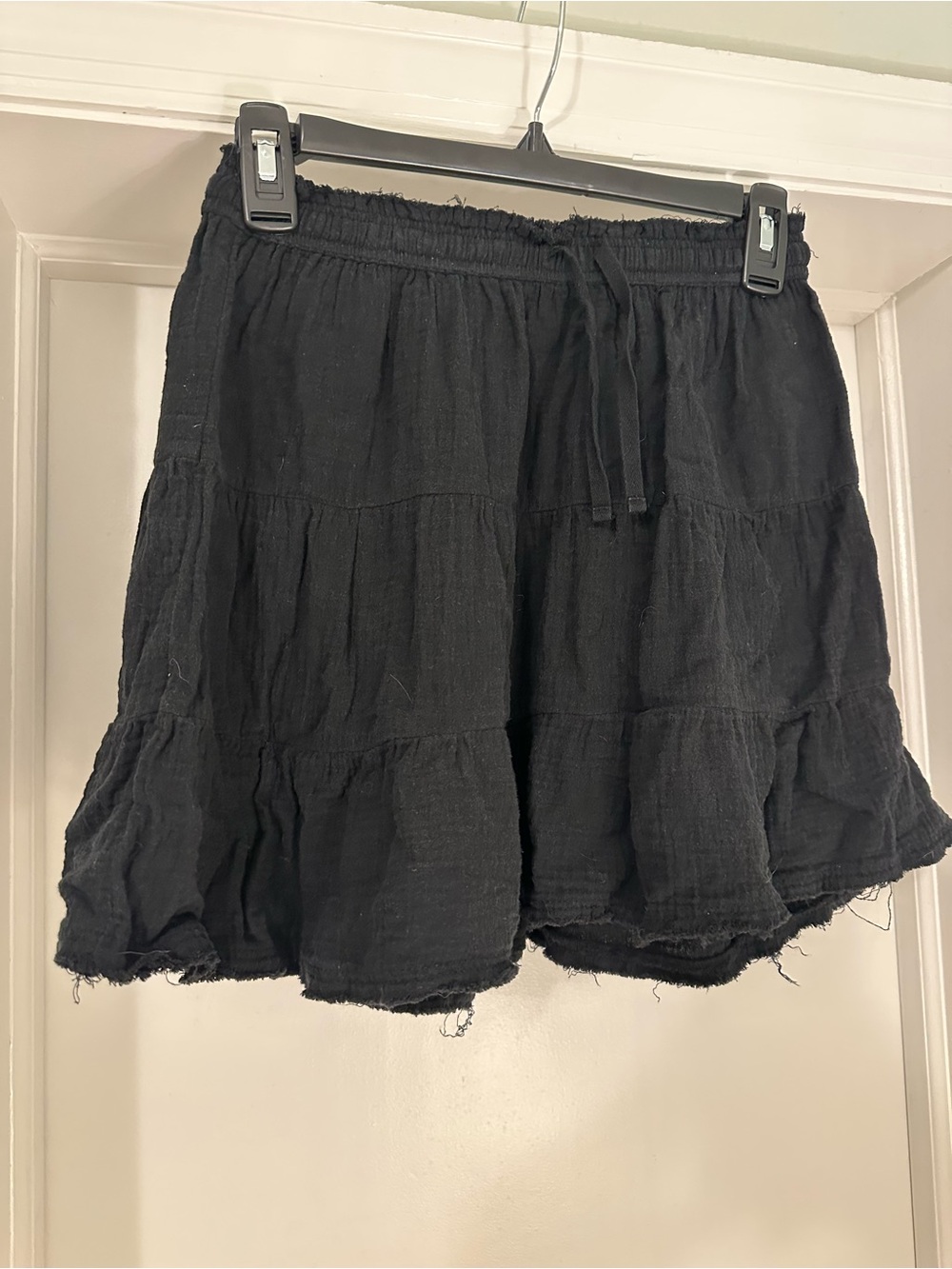 aerie Black Tiered Drawstring Skirt